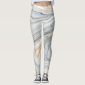 Gray Marbled Abstract Design Leggings (Vorderseite)