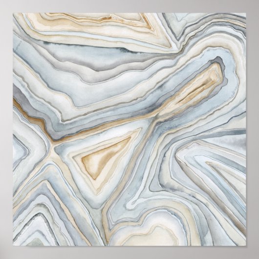 Gray Marbled Abstract Design Poster (Vorne)