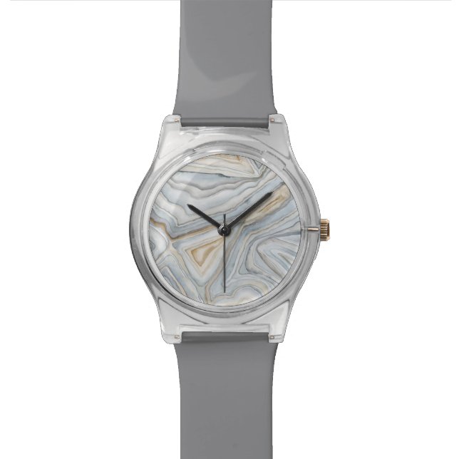 Gray Marbled Abstract Design Uhr (Nahaufnahme)