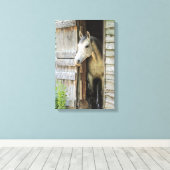 Gray Mare Horse & Barn Rustikale Canvas Print Leinwanddruck (Insitu (Holzboden))