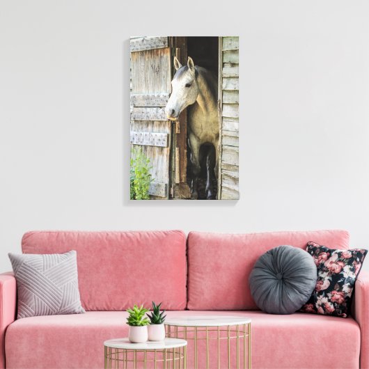Gray Mare Horse & Barn Rustikale Canvas Print Leinwanddruck (Insitu (Wohnzimmer))