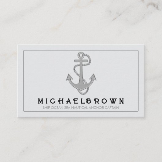 Gray Marine Nautical Anchor Visitenkarte (Vorderseite)