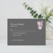 Gray Mason Jar mit Blume RSVP Card Karte (Stehend Vorderseite)
