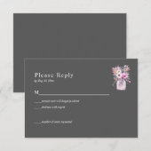 Gray Mason Jar mit Blume RSVP Card Karte (Vorne/Hinten)