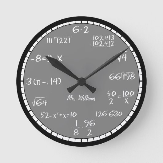Gray Math Equations Custom Large Clock Runde Wanduhr (Vorderseite)