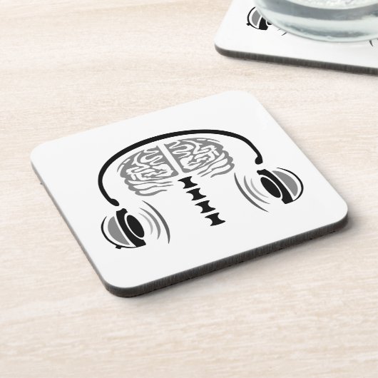 Gray Matter Brain Hört auf Musik Getränkeuntersetzer (Linke Seite)