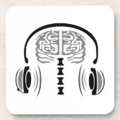 Gray Matter Brain Hört auf Musik Getränkeuntersetzer (Vorderseite)