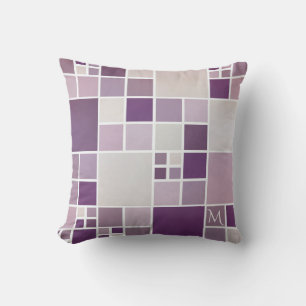 Gray Mauve Monogram Mosaic Pattern Pillow Kissen