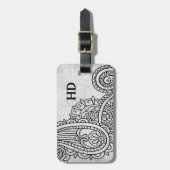 Gray Mehndi Motif Gepäcktag Gepäckanhänger (Vorderseite vertikal)