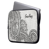 Gray Mehndi Motif Laptop Sleeve (Vorderseite Links)
