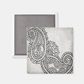 Gray Mehndi Motif Magnet (Vorderseite/Rückseite)