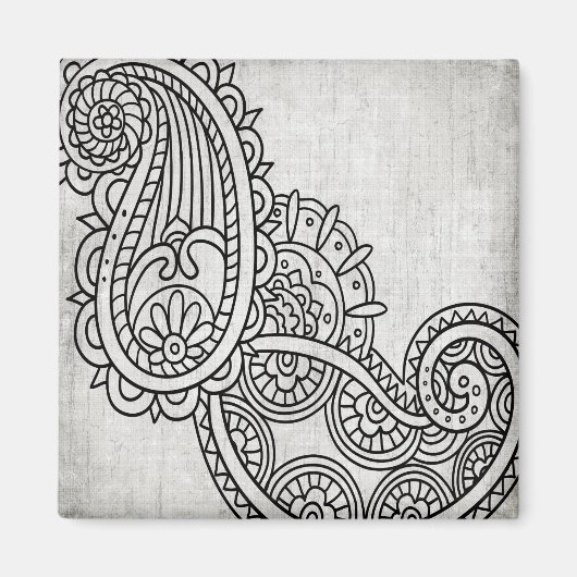 Gray Mehndi Motif Magnet (Vorne)