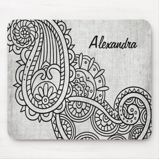 Gray Mehndi Motif Mousepad (Vorne)