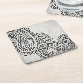 Gray Mehndi Motif Paper Untersetzer (angewinkelt)