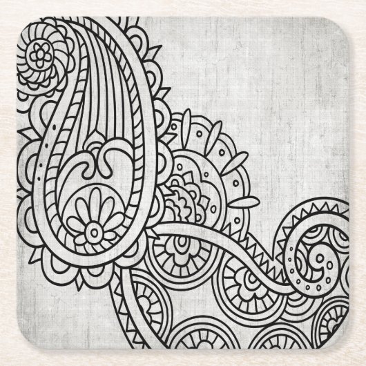 Gray Mehndi Motif Paper Untersetzer (Vorderseite)