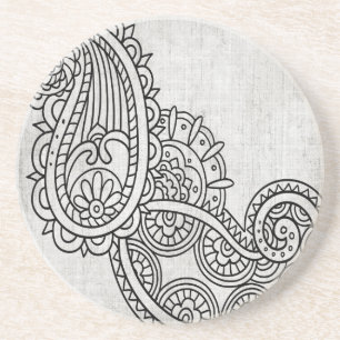 Gray Mehndi Motif Sandstone Untersetzer