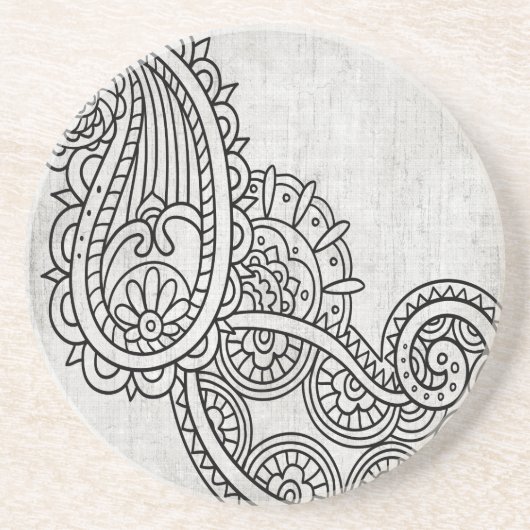 Gray Mehndi Motif Sandstone Untersetzer (Vorne)