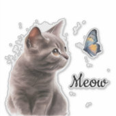 Gray Meow Cat Aufkleber (Vorderseite)