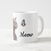Gray Meow Cat Jumbo-Tasse (Vorderseite Rechts)