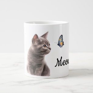 Gray Meow Cat Jumbo-Tasse