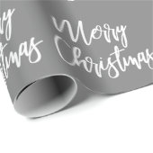Gray Merry Christmas Calligraphy Geschenkpapier (Rolleneckpunkt)