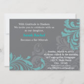 Gray Metalic Damask - blaue Einladung (Vorderseite)