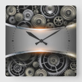 Gray metallic background luggage tag quadratische wanduhr (Vorderseite)