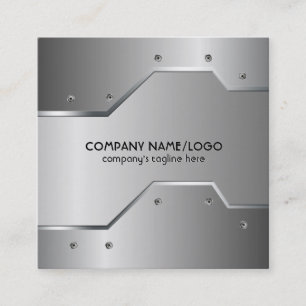 Gray Metallic Embossed Look Business Card Quadratische Visitenkarte