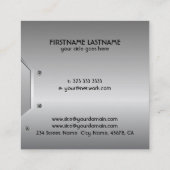 Gray Metallic Embossed Look Business Card Quadratische Visitenkarte (Rückseite)