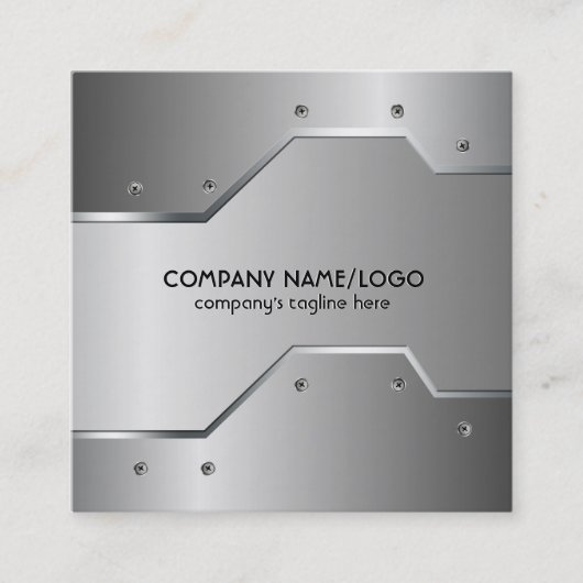 Gray Metallic Embossed Look Business Card Quadratische Visitenkarte (Vorderseite)