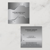 Gray Metallic Embossed Look Business Card Quadratische Visitenkarte (Vorne/Hinten)
