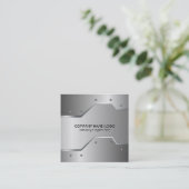 Gray Metallic Embossed Look Business Card Quadratische Visitenkarte (Stehend Vorderseite)