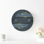 Gray Metallic Geometric Design Large Clock Große Wanduhr (Zuhause)