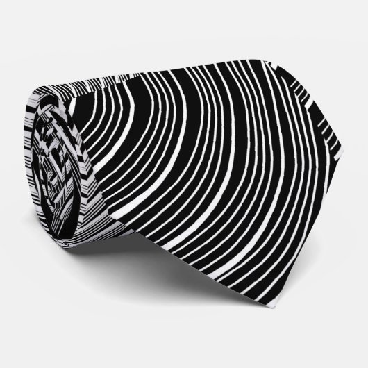 Gray Metallic Optical Illusion Curve Lines Krawatte (Gerollt)