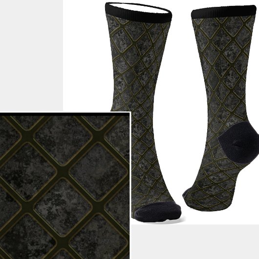 Gray Metallic Tiles Effect Socks Socken
