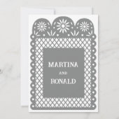 Gray Mexican Papel Picado Hochzeitseinladung Ankündigung (Rückseite)