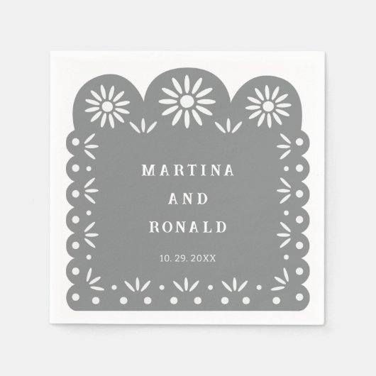 GRAY MEXICAN PAPEL PICADO SERVIETTE (Vorderseite)