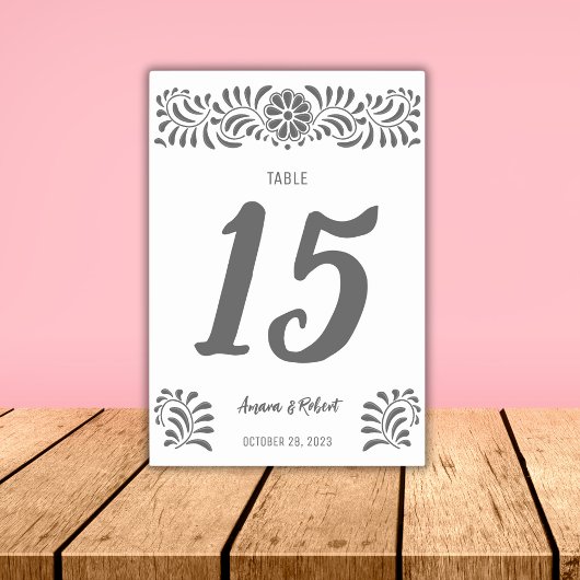 Gray Mexican Talavera Tischnummer