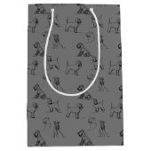 Gray Miniature Schnauzer Line Art 1-5 Mittlere Geschenktüte (Vorderseite)