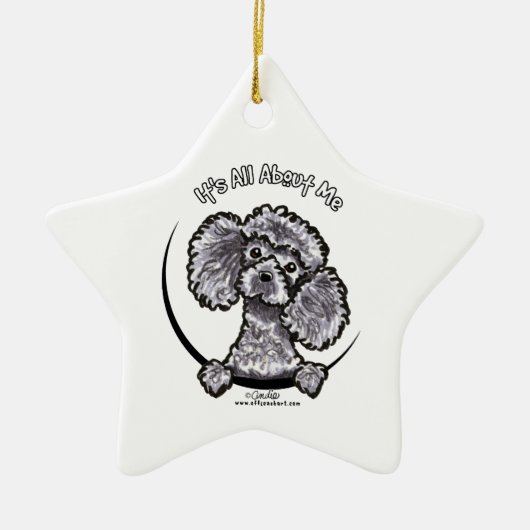 Gray Miniature Toy Poodle IAAM Keramikornament (Vorne)