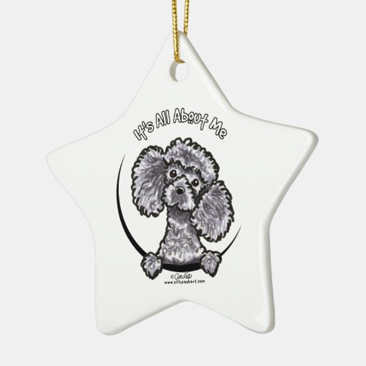 Gray Miniature Toy Poodle IAAM Keramikornament (Links)