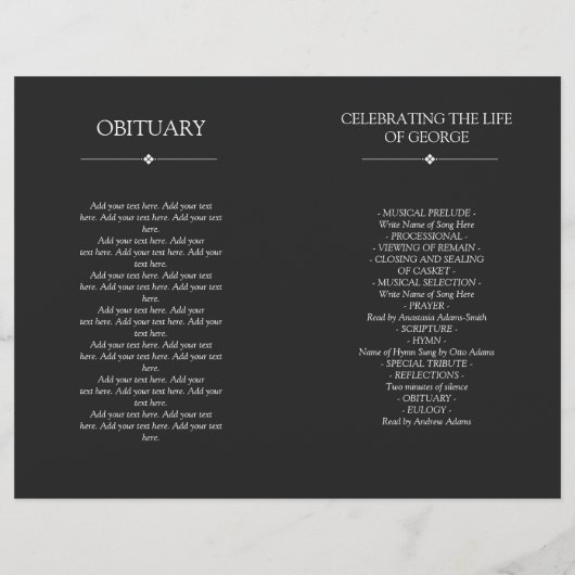 Gray Minimal Celebration of Life Funeral Program (Rückseite)