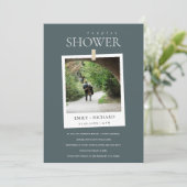 GRAY MINIMAL CUSTOM FOTO COUPLES SHOWITE DANKESKARTE (Stehend Vorderseite)