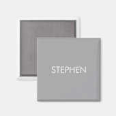 Gray minimalist custom name  magnet (Vorderseite/Rückseite)