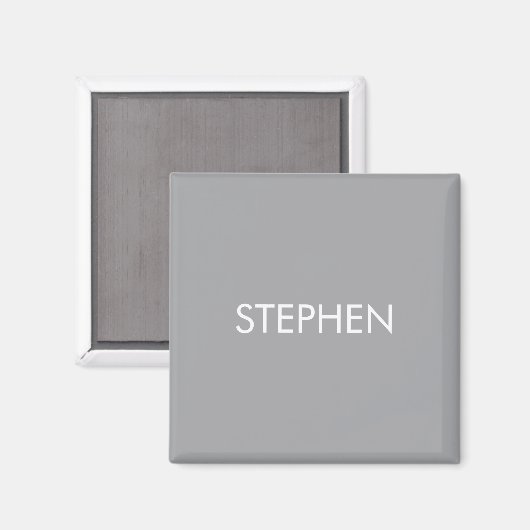 Gray minimalist custom name  magnet (Vorderseite/Rückseite)