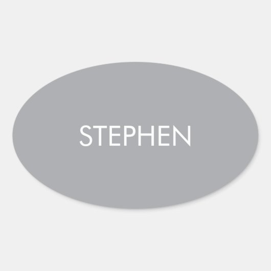 Gray minimalist custom name  ovaler aufkleber (Vorderseite)