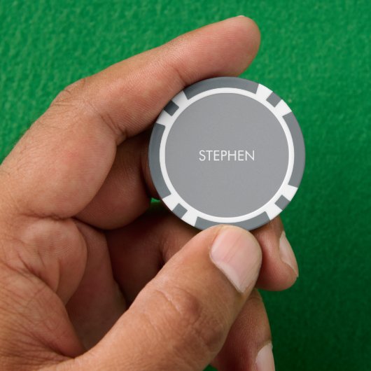 Gray minimalist custom name pokerchips (Hand)