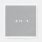 Gray minimalist custom name  serviette (Vorderseite)