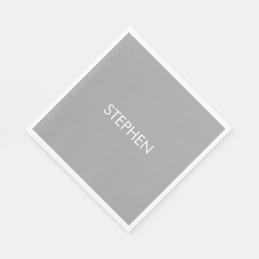 Gray minimalist custom name  serviette (Ecke)