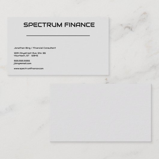 Gray Minimalist Finance Professional Adaptable Visitenkarte (Vorne/Hinten)